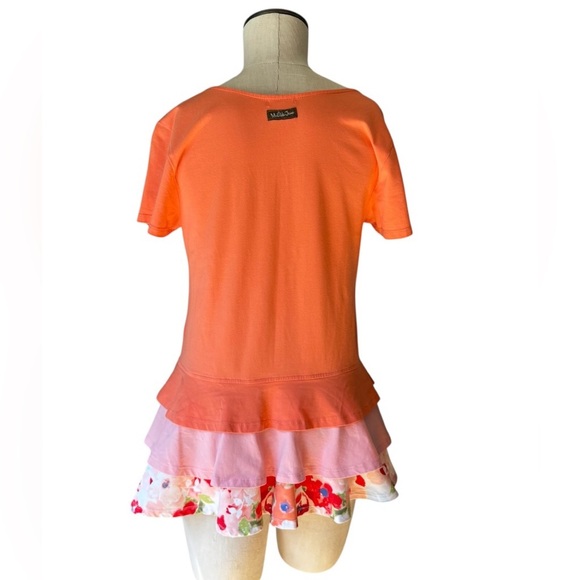 Matilda Jane Happy & Free Dream Puff Peplum Ruffle Peach Stretchy Tunic Top Sz M - Picture 3 of 7